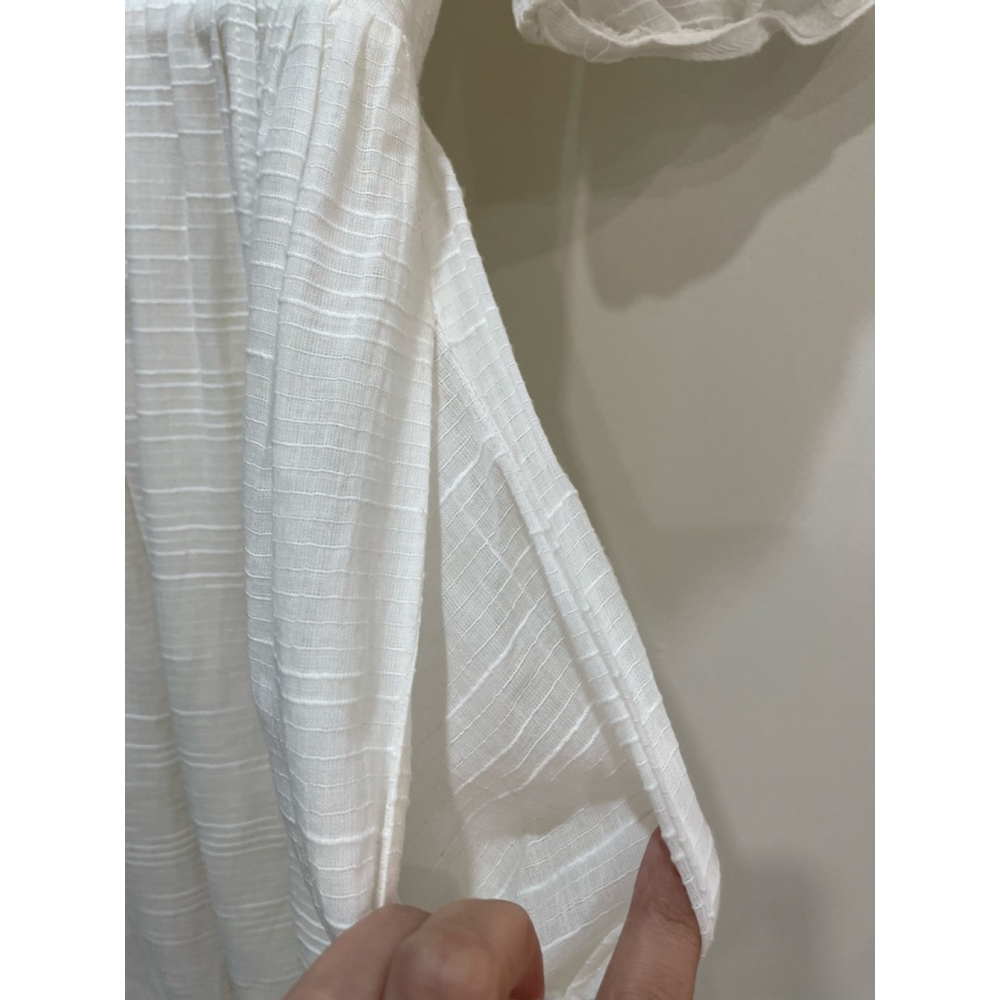En Saison Gauzy Textured Cotton Midi Dress M White Open Back Cottagecore Coastal - Picture 3 of 12